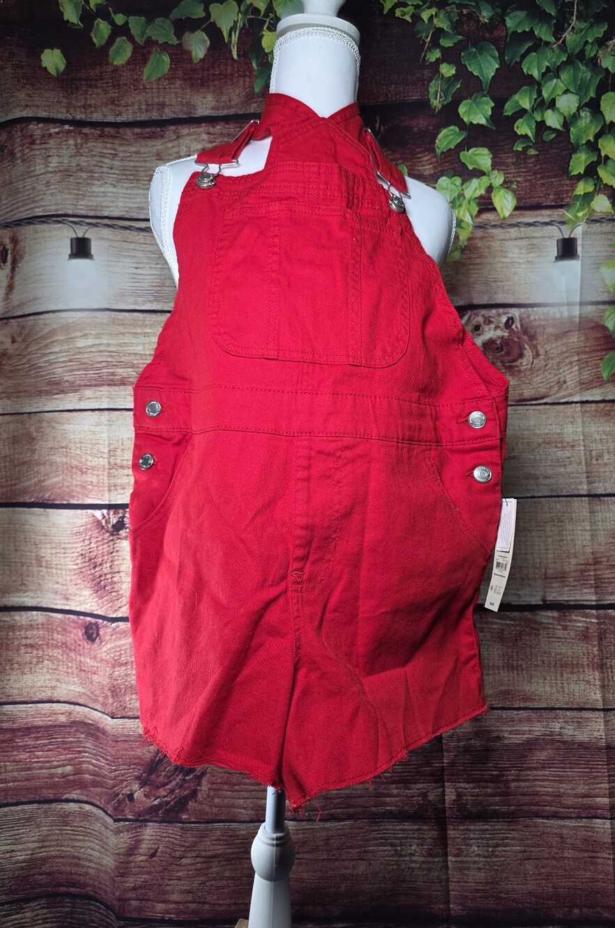 No Boundaries Red Short Overall Romper